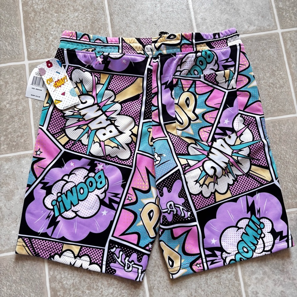 Snap Multicolor Comic Print Shorts - Picture 2 of 3